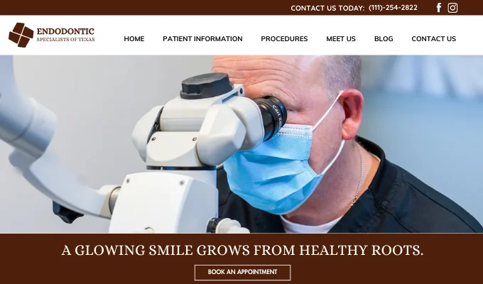 Endodontist website design in Texas