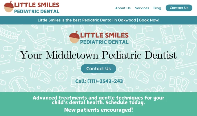 Pediatric Dentist website design in Oakwood